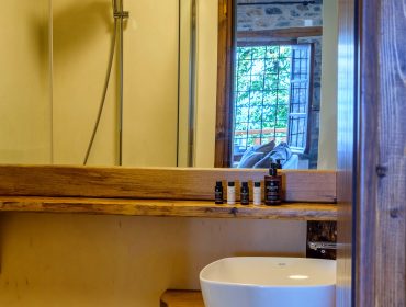 Executive cozy corner bathroom